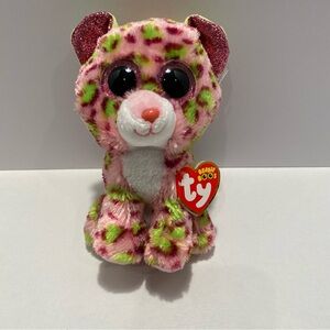 Ty Beanie Boos Pink and Green Leopard Plush NWT “Lainey”